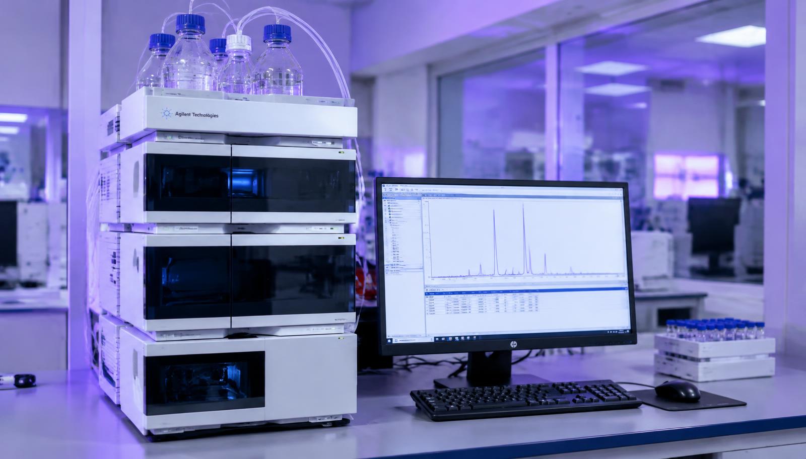 Analytical chromatography instrument in a quality lab